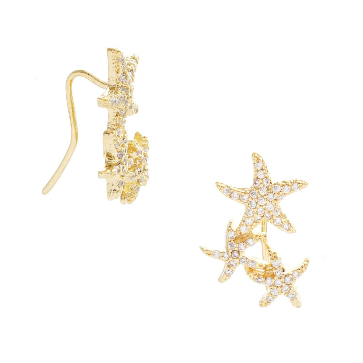 Gold Starfish Ear Climber Earrings