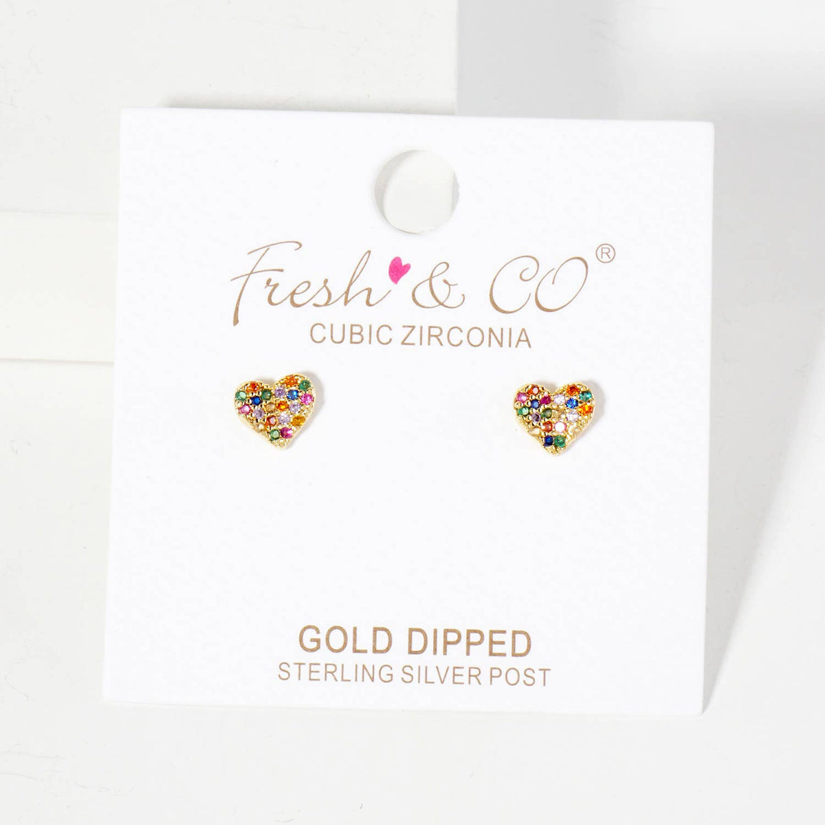 Pave-Set 6mm Tiny Heart 18K-Gold-Dipped Brass Earrings