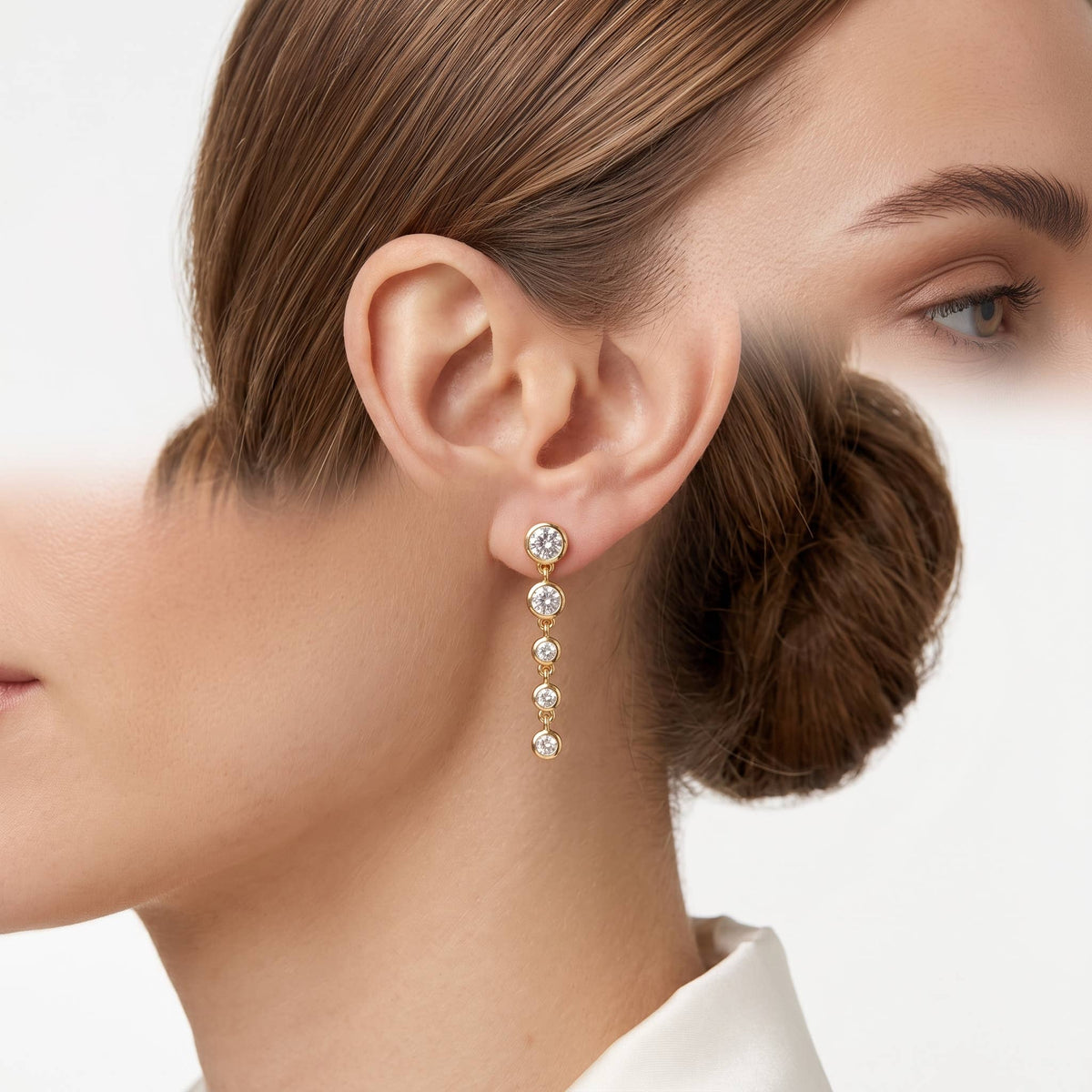 Dazzling Bezel-Set Cubic Zirconia Drop Earrings