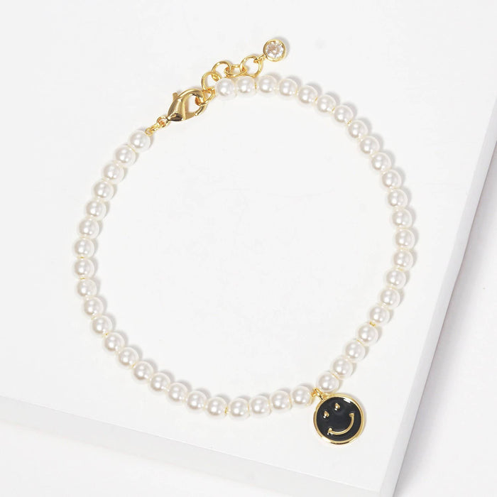 Gold Plated Freshwater Smiley Face Bracelet