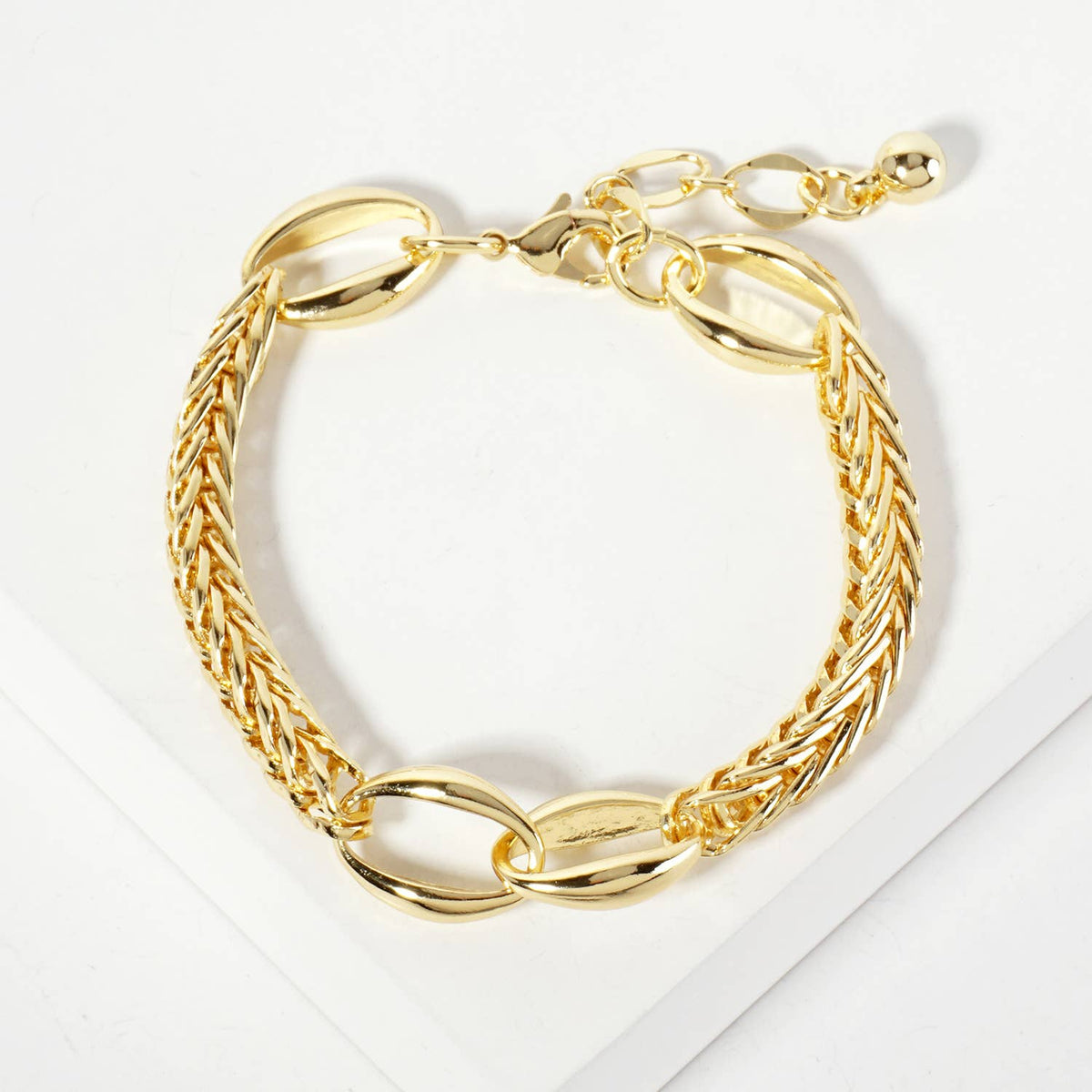Mixed Texture Oval Link Bracelet