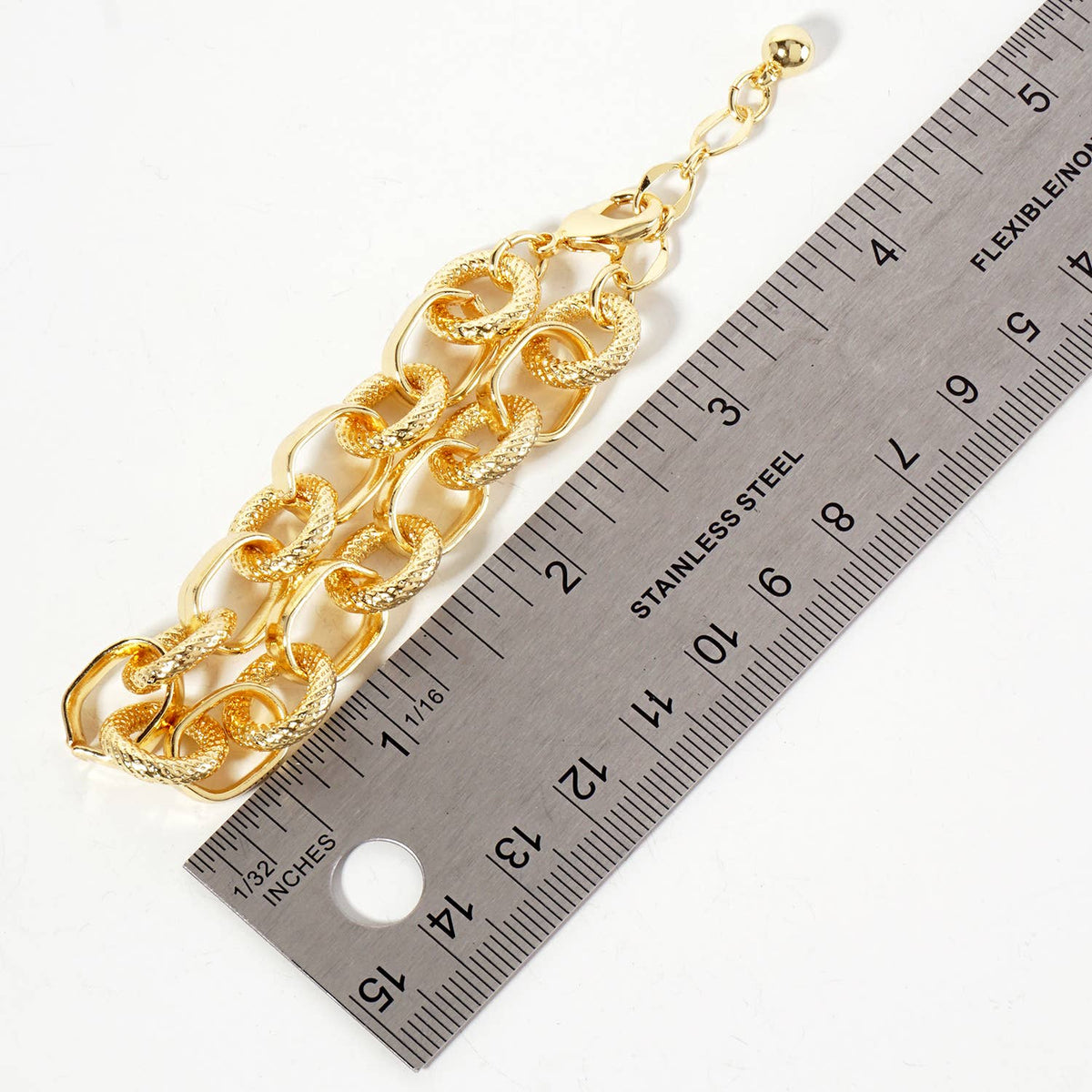 Textured Mixed Link Chain Bracelet