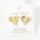Polished Brass Hand-Pressed Button Heart Stud Earrings