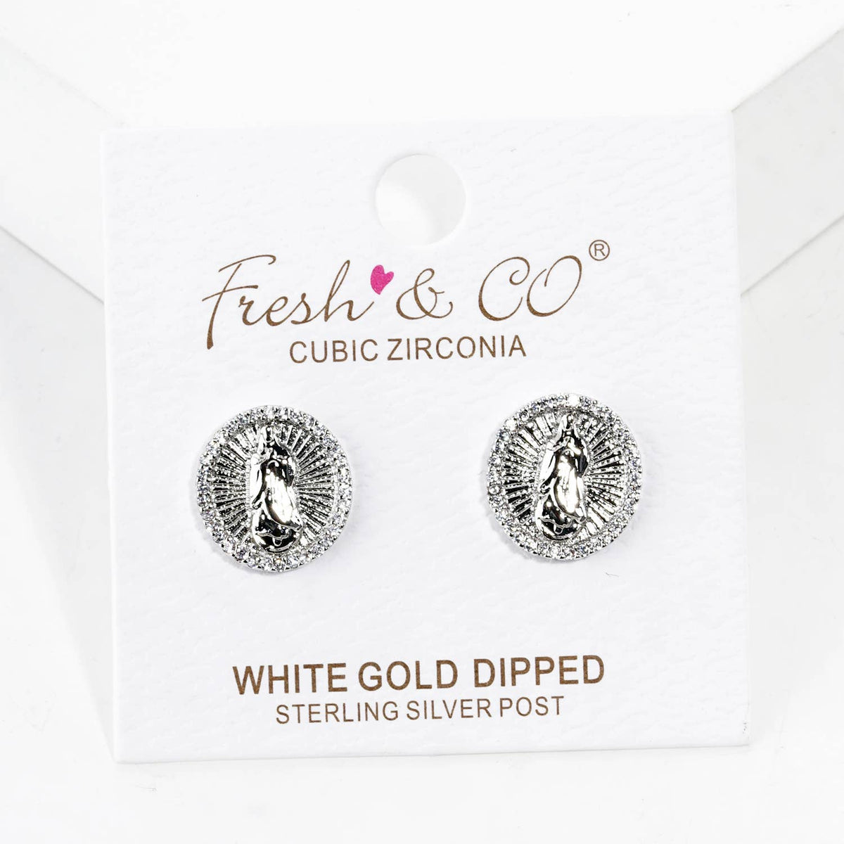 Dazzling Virgin Mary Oval Stud Earrings