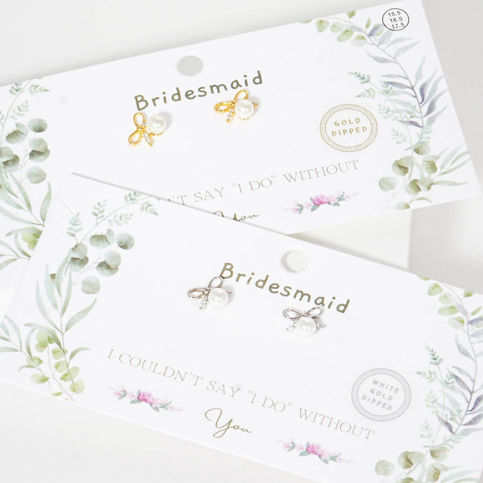 Dainty Pearl & Crystal Bow Earrings