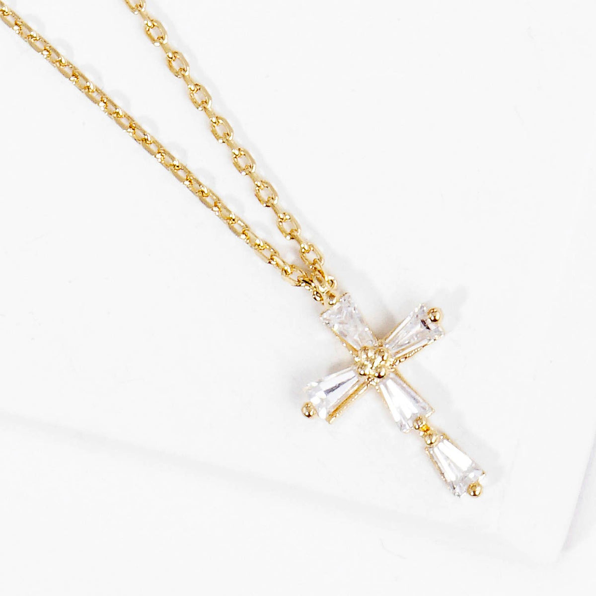 Baguette Crystal Cross Pendant Necklace
