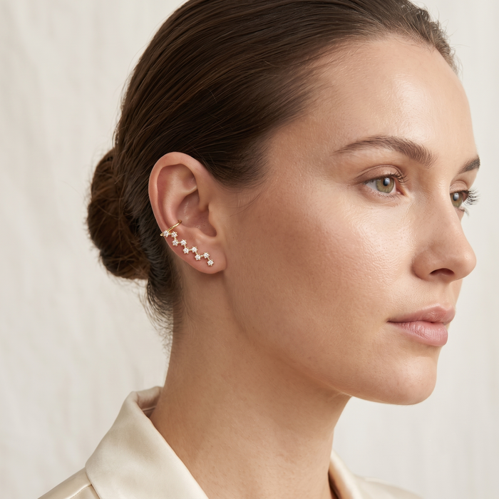 Cubic Zirconia Ear Crawler Earrings -