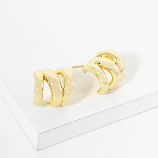 18K Gold Dipped Dainty Spiral 13mm Mini Hoop Earrings