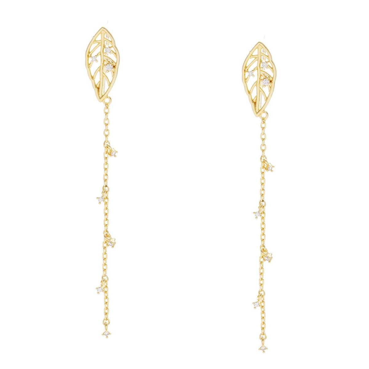 Gold Plated Leaf Drop Earrings