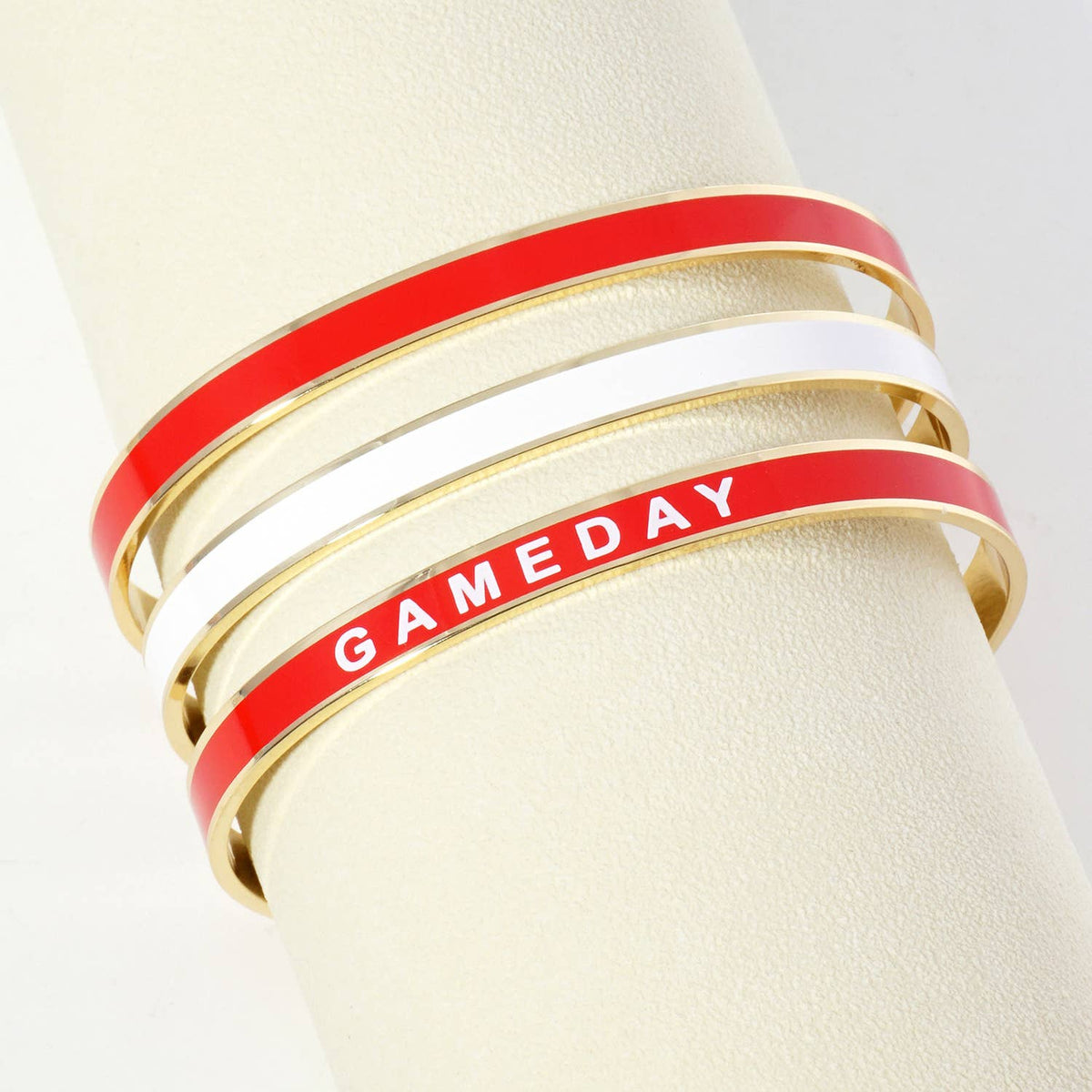 18K GOLD DIPPED ENAMEL GAME DAY CUFF BRACELET.