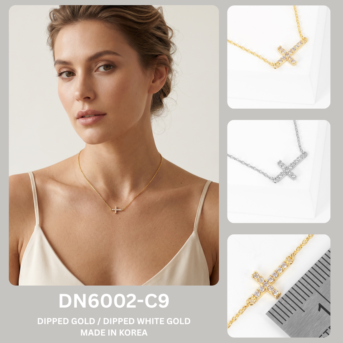Dainty Pavé Cross Pendant Necklace