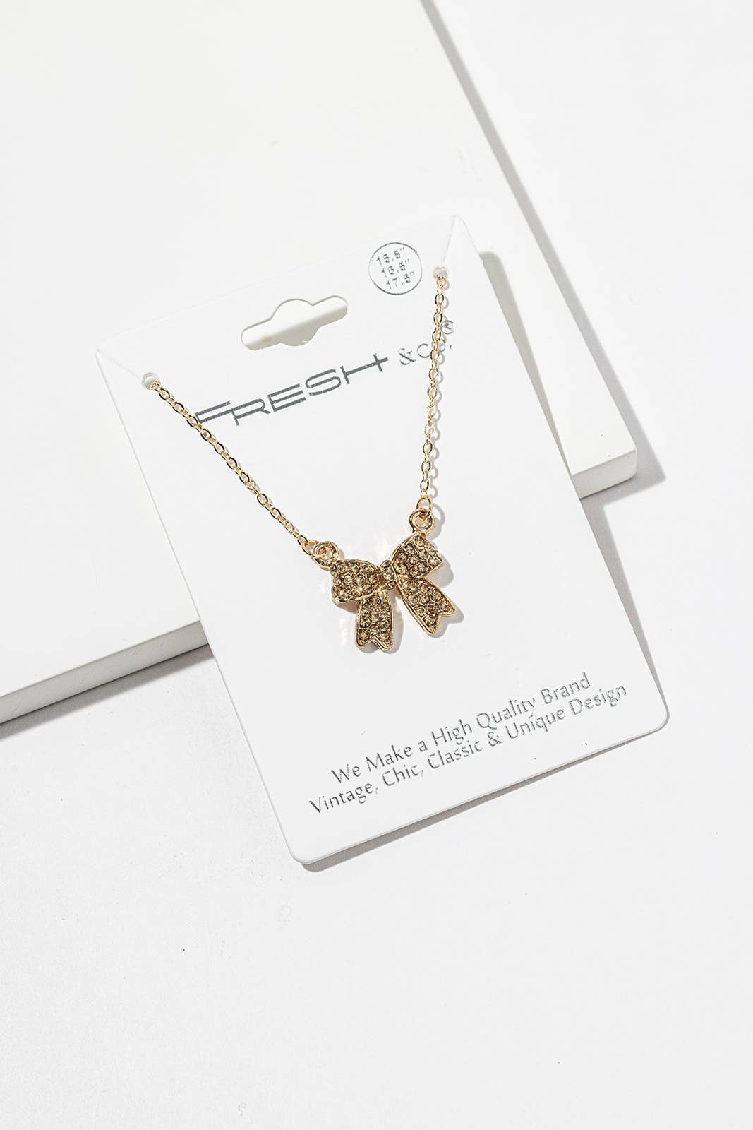 Enamel Crystal Bow Pendant Necklace – Pavé Bow on Chain