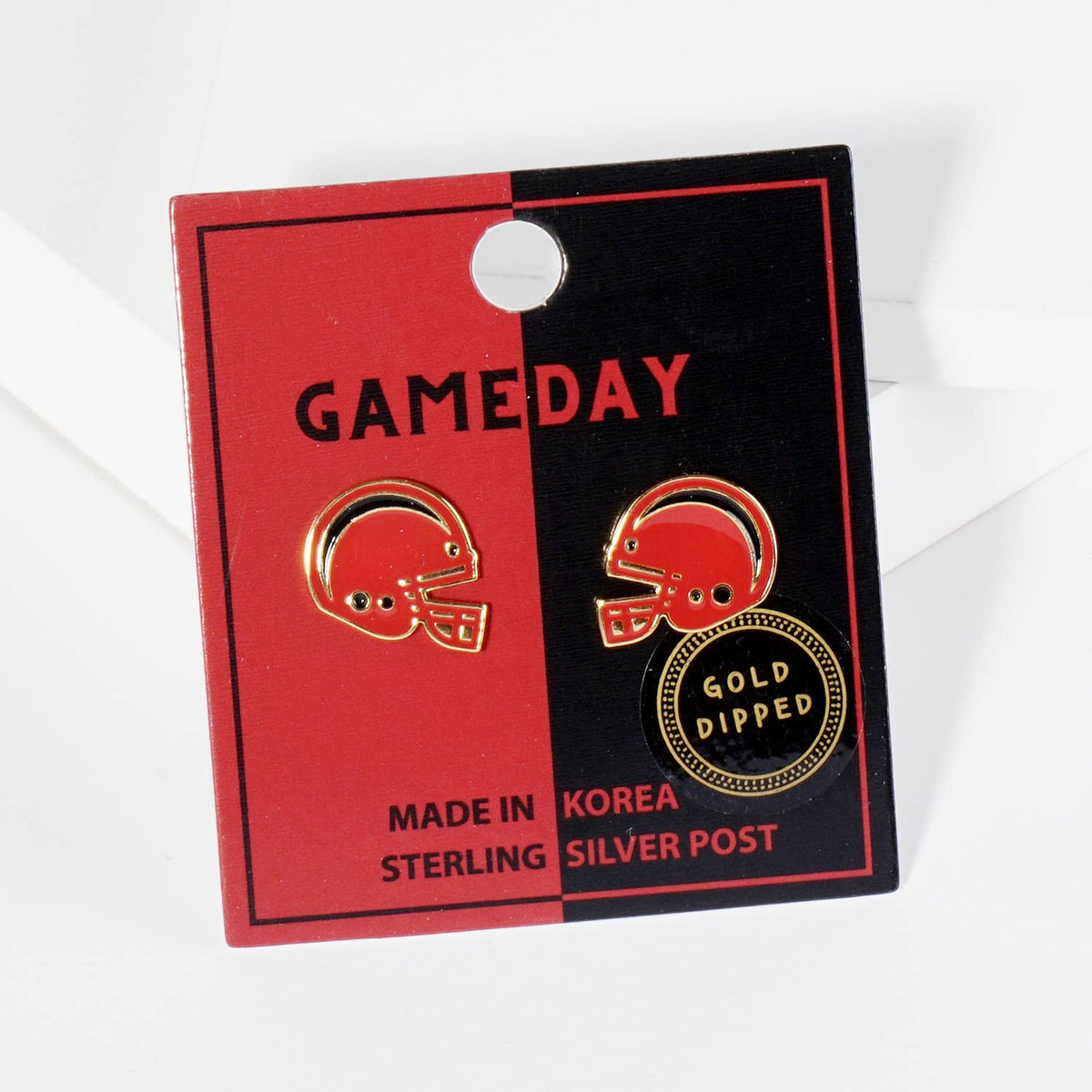 18K Gold Dipped Enamel Football Helmet Game Day Stud Earring