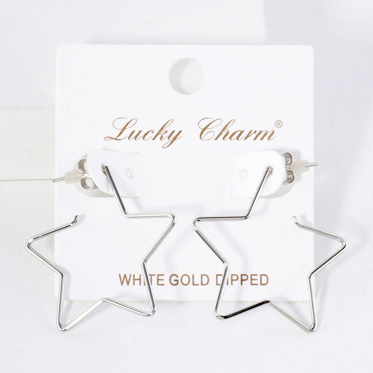 Polished Brass Delicate Star-Shaped 30mm Hoop Earrings