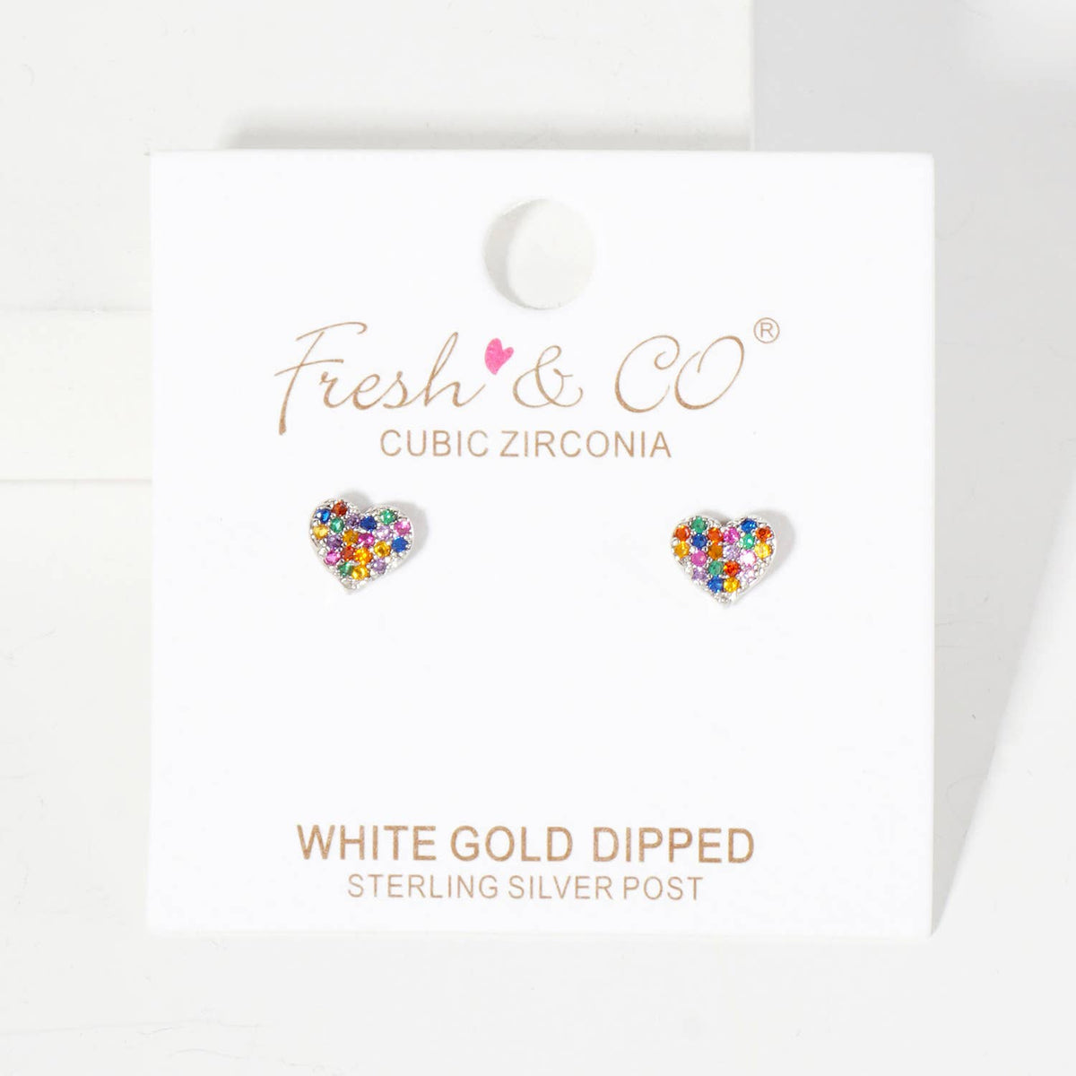 Pave-Set 6mm Tiny Heart 18K-Gold-Dipped Brass Earrings