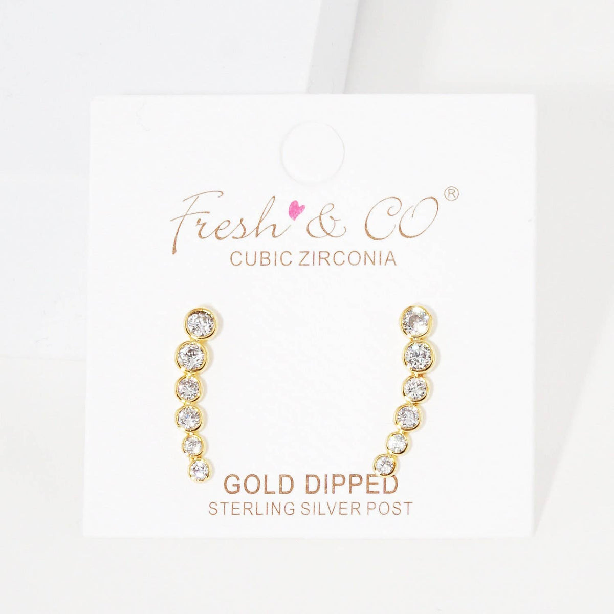 Gold Cubic Beaded Ear Crawler Earrings