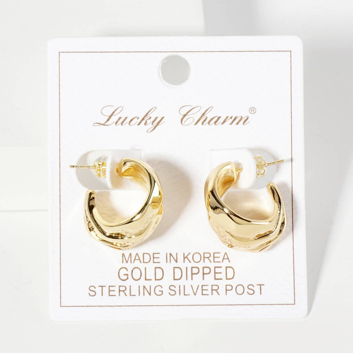 Three-Interconnected-Loops Brass Hoop Earrings