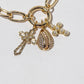 Chunky Chain Charm Bracelet with CZ Cross & Cowrie Shell