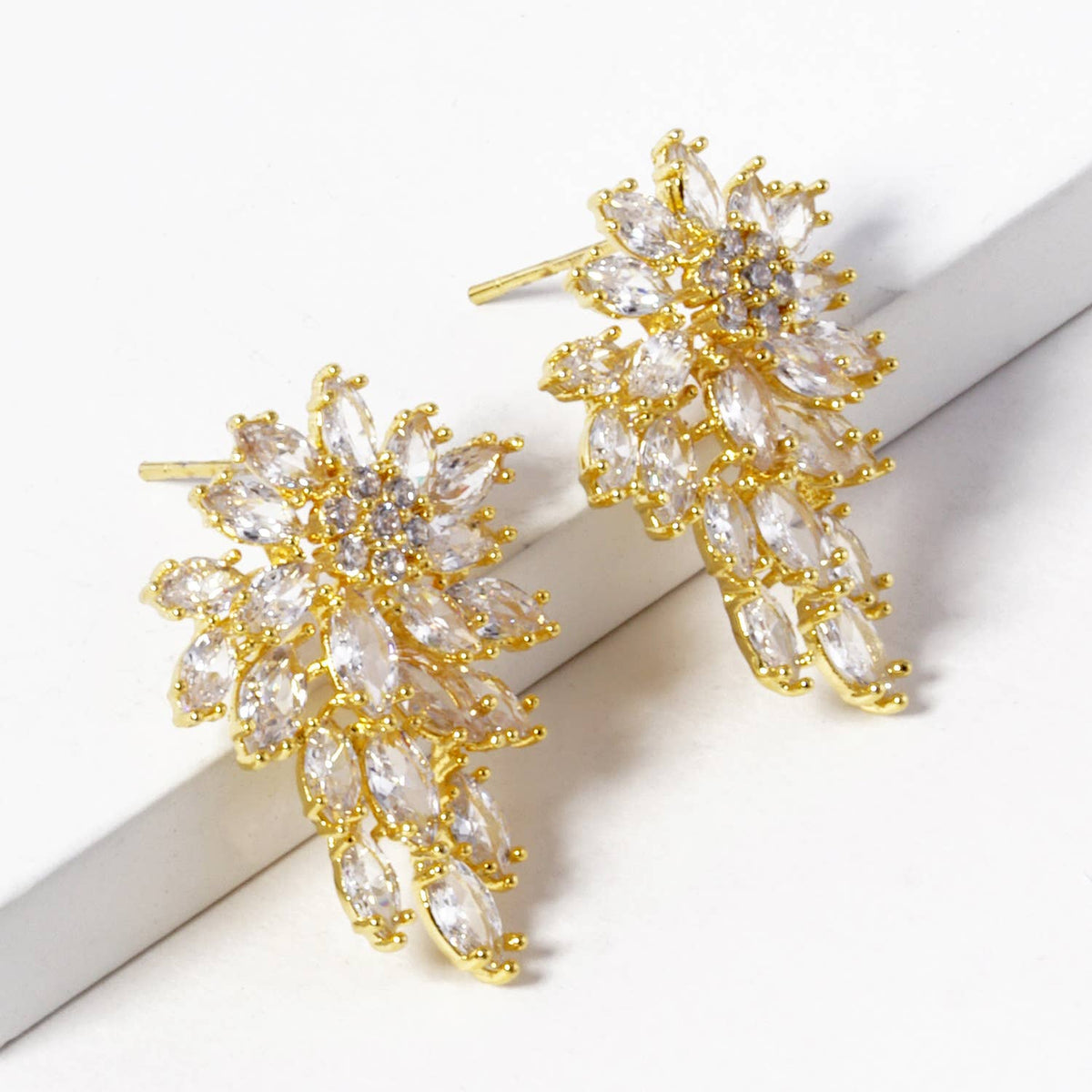 Dazzling Cubic Zirconia Floral Cluster Drop Earrings