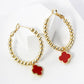 12MM QUATREFOIL DROP 30MM BALL BEADED LEVERBACK HOOP
