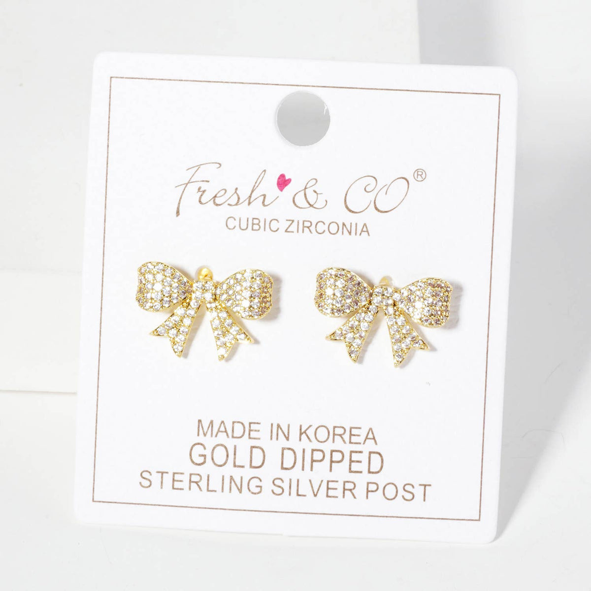Pave-Set 17mm Bow 18K-Gold-Dipped Stud Earrings