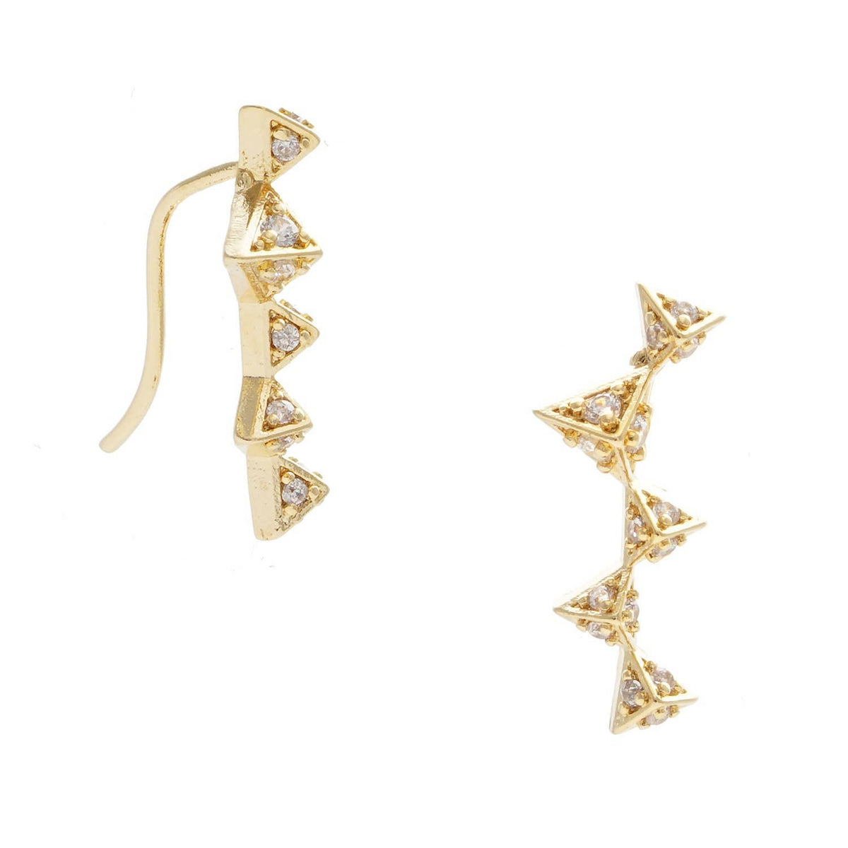 Gold Plated Triangle Ear Climber Earrings