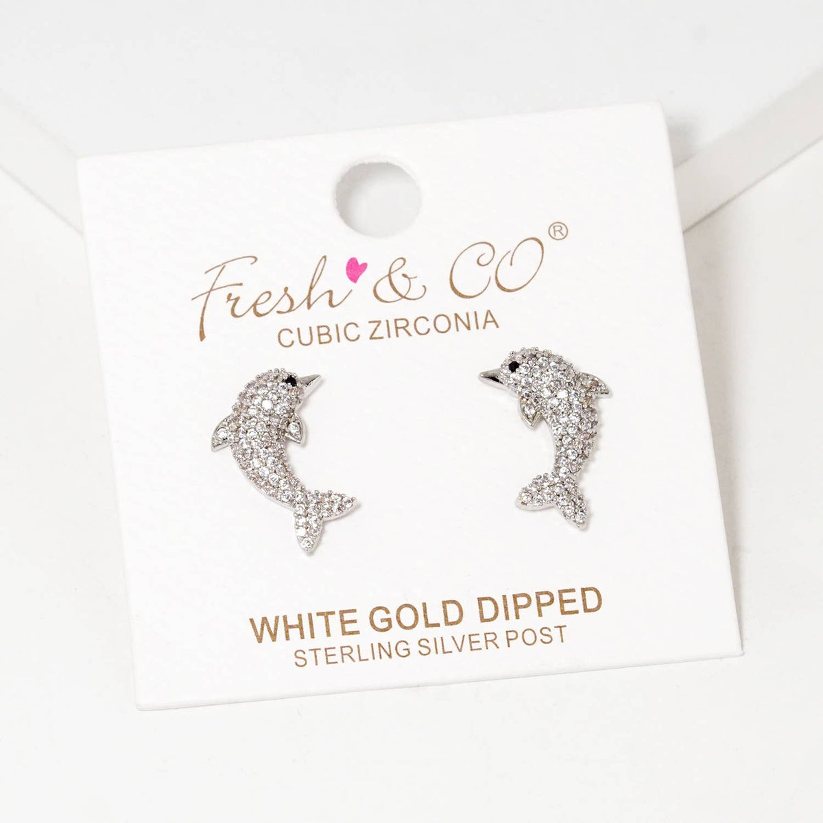 Dainty Pave Dolphin Stud Earrings