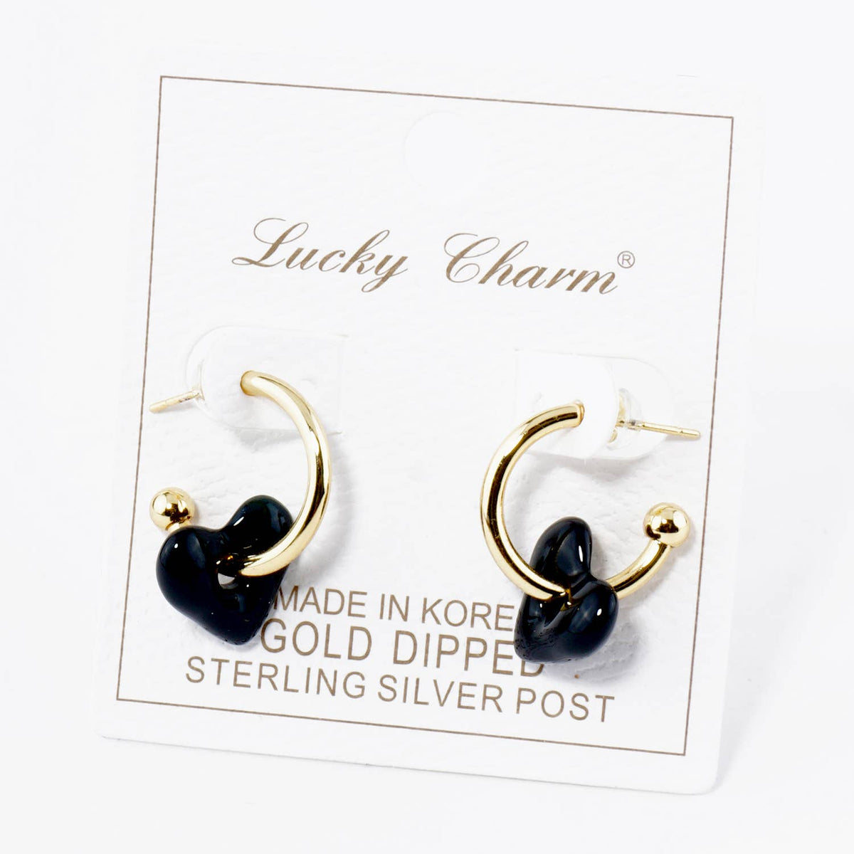 18K GOLD DIPPED COLOR COATED HEART DROP 15MM HOOP EARRINGS