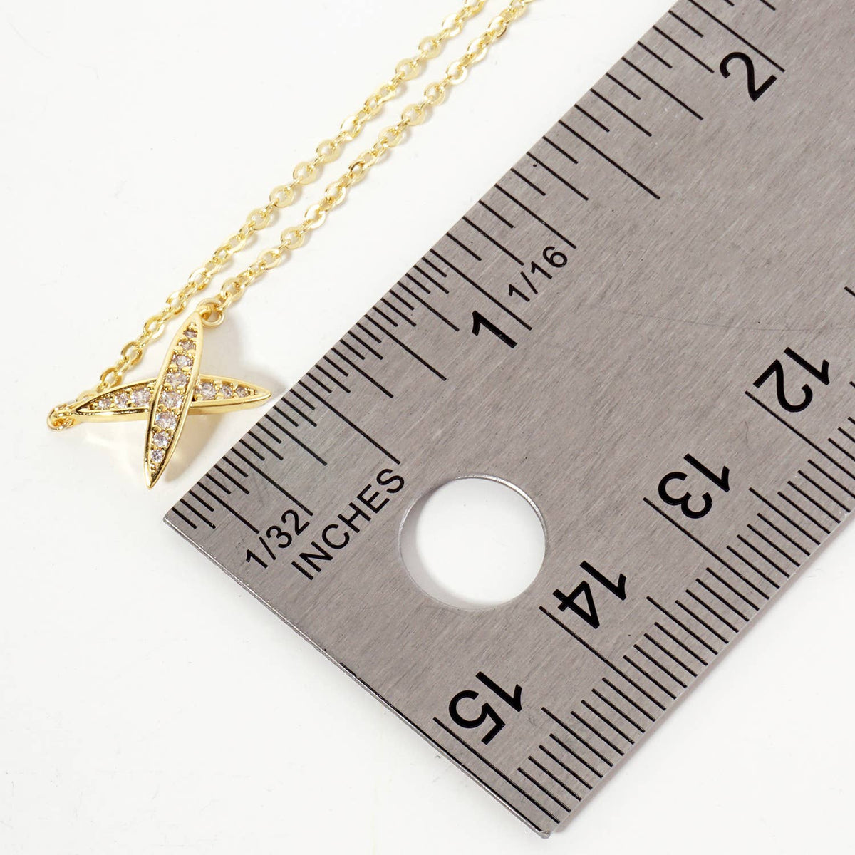 X-Shaped Pendant 18K-Gold-Dipped Brass Necklace