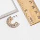 Crystal Half-Hoop Earrings – Pavé Dome Crescent, Gold