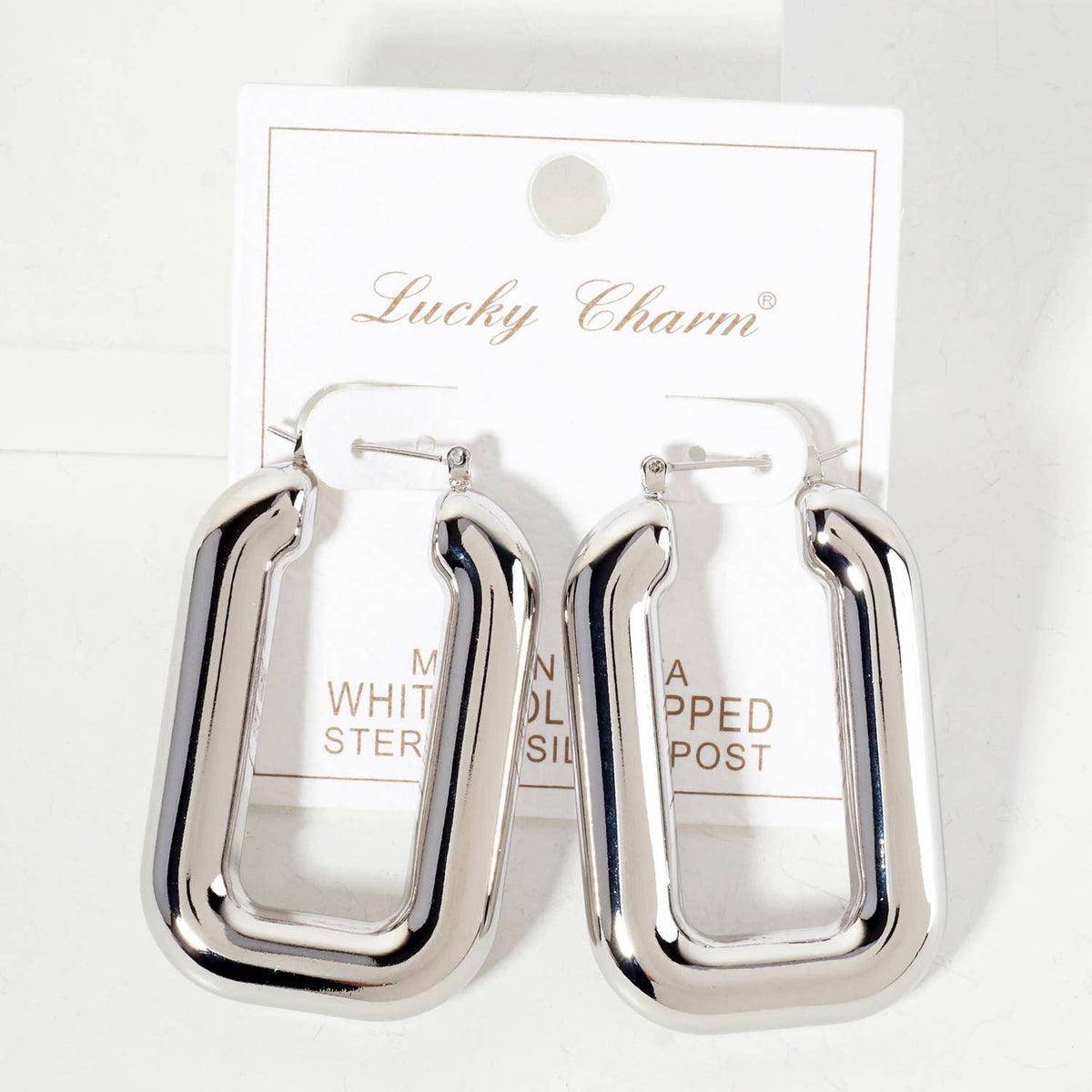 Polished Brass Hollow Rectangle Tube Hoop Earrings