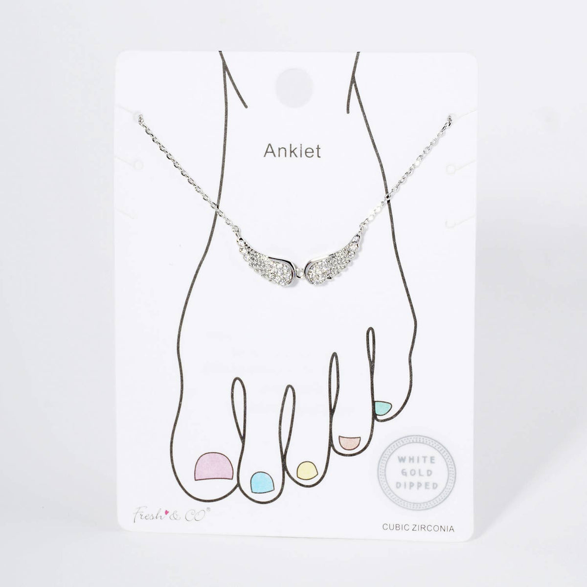 Dainty Pavé Crystal Angel Wing Anklet