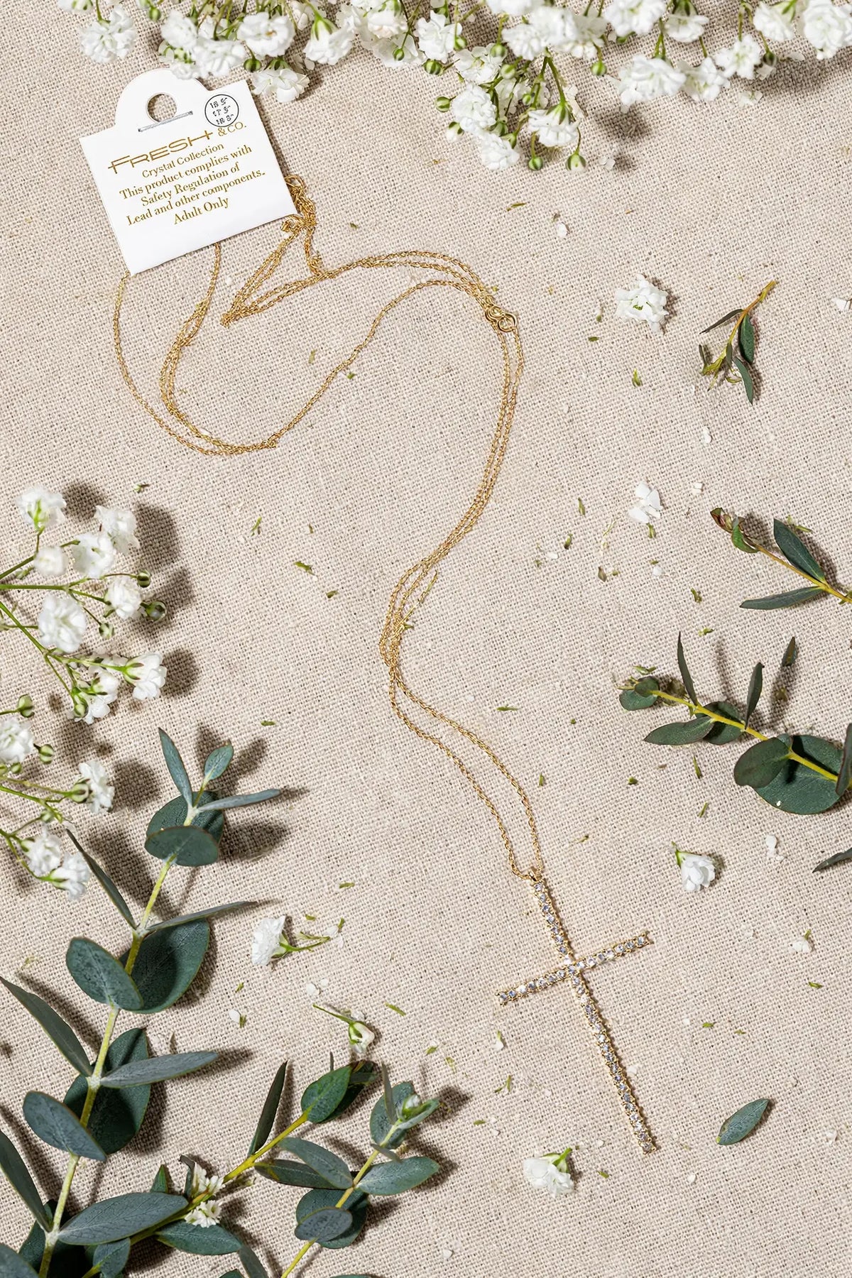Crystal Cross Pendant Necklace – Gold & Silver Pavé Cross