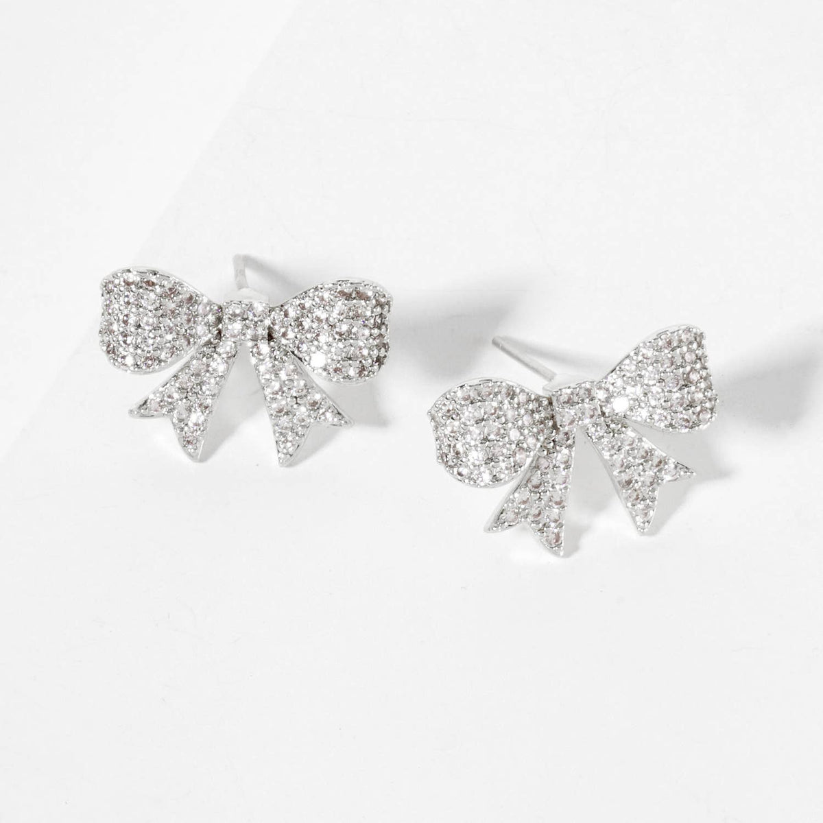 Pave-Set 17mm Bow 18K-Gold-Dipped Stud Earrings