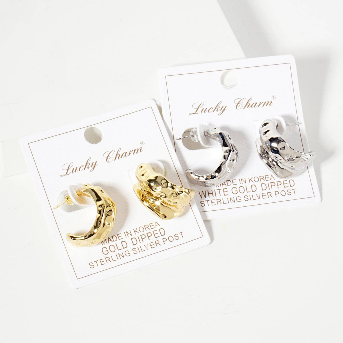 Polished Brass Textured Organic Hoop Earrings