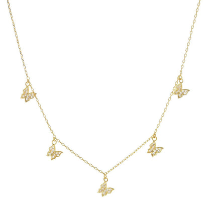 Gold Pave Butterfly Dangle Necklace