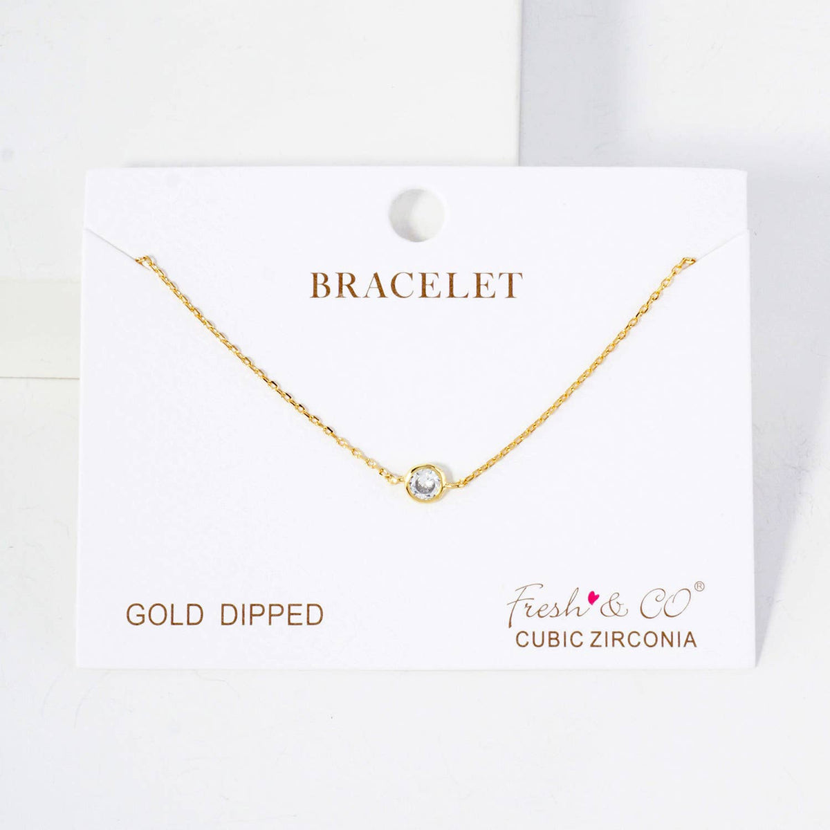 4mm CZ-Stone 18K-Gold-Dipped Chain Bracelet