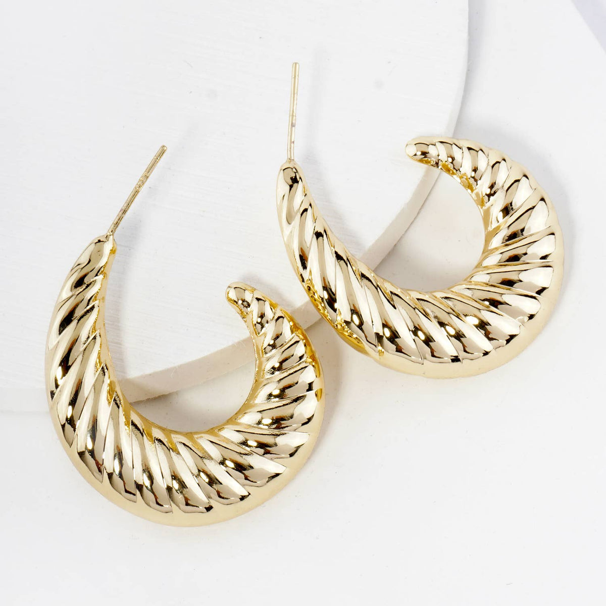 30mm Hollow Croissant Hoop Earrings / 18K Gold Dipped