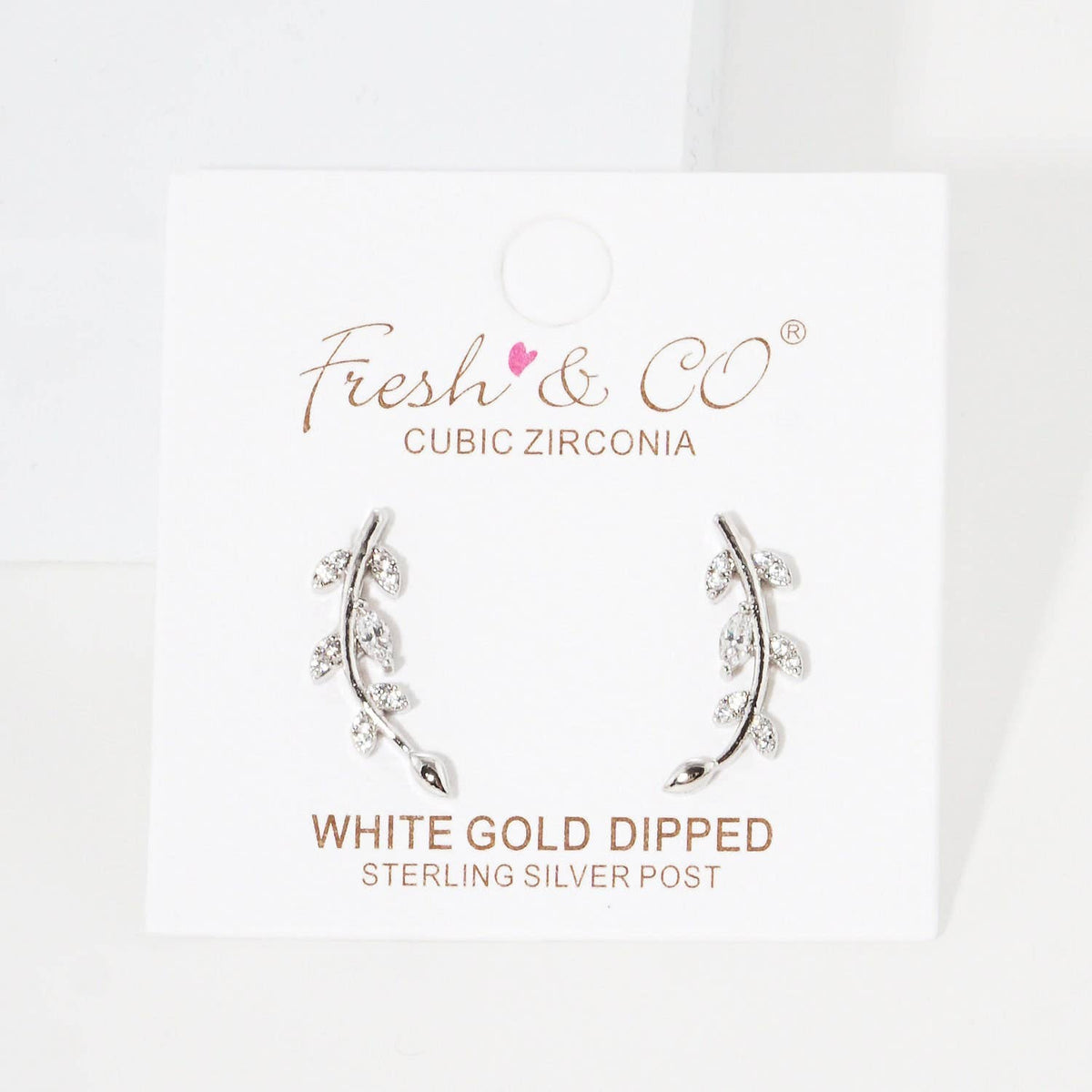 Gold Cubic Marquise Leaf Crawler Earrings
