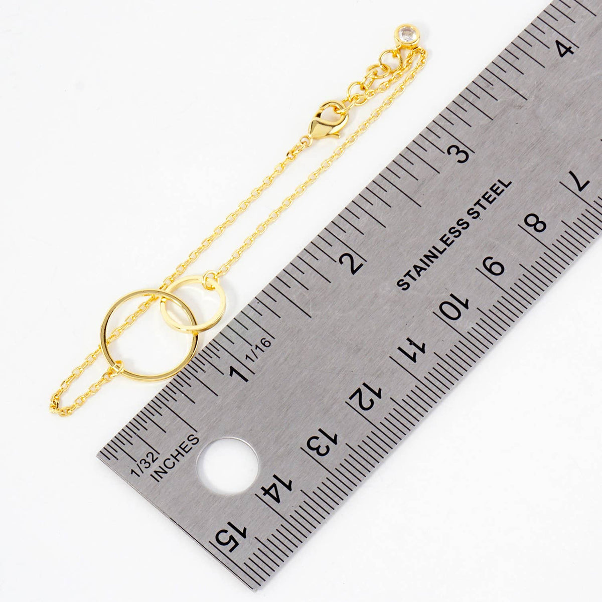 Polished Brass Interlocking-Circle Chain Bracelet