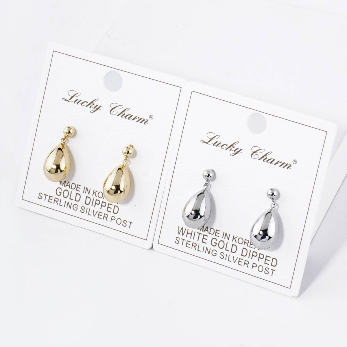Small Puffy Teardrop Drop Dangle Post Earrings / 18K Gold