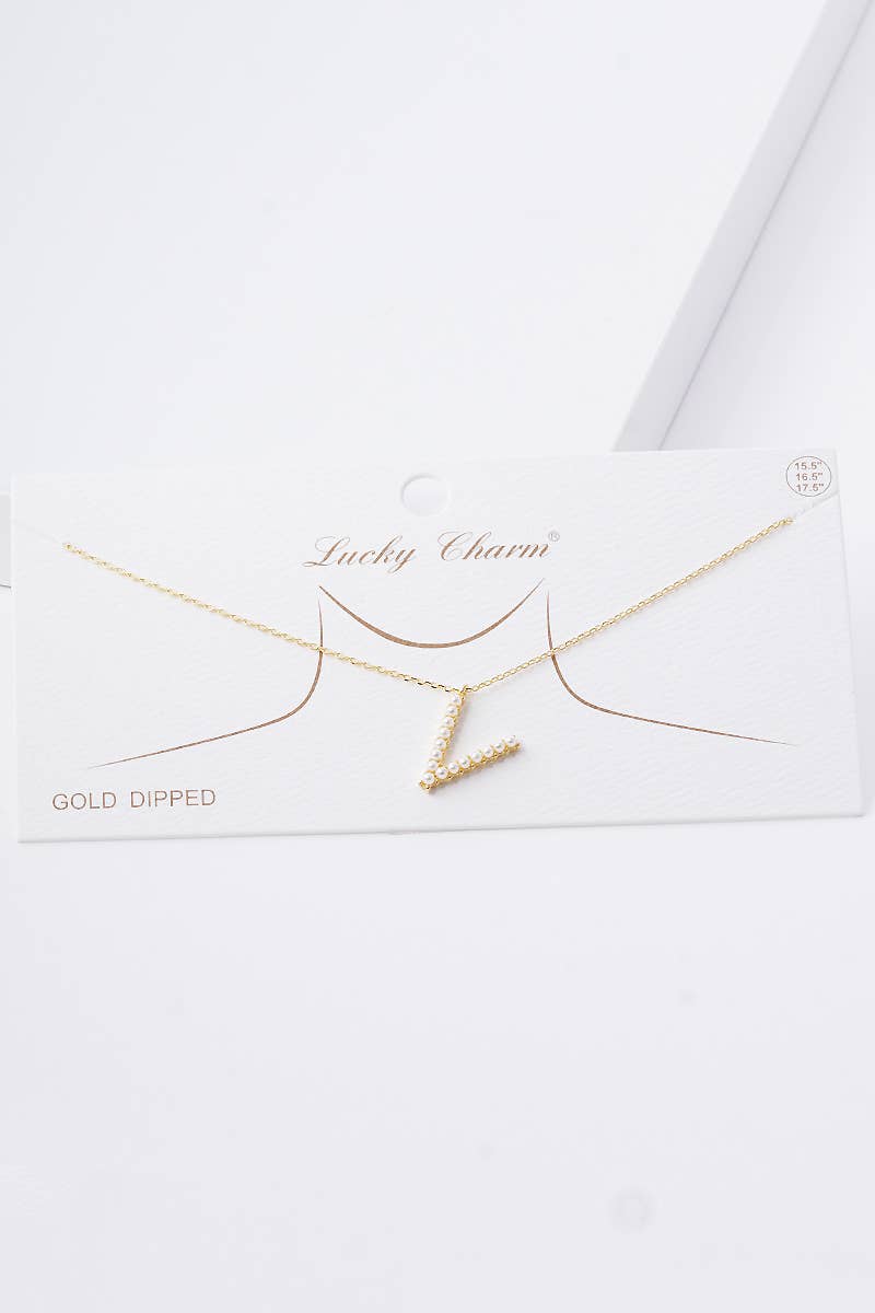 Gold Plated Pearl Initial Necklace