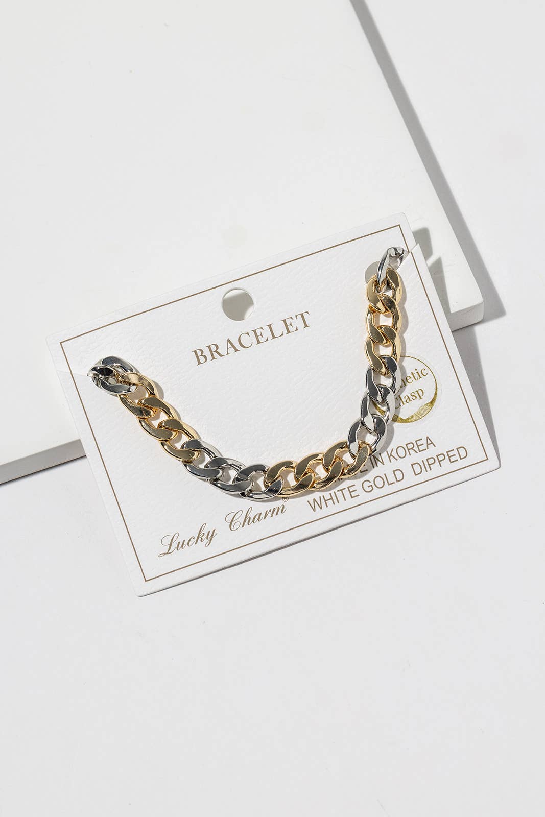 Two-Tone Mixed Metal Chunky Link Bracelet