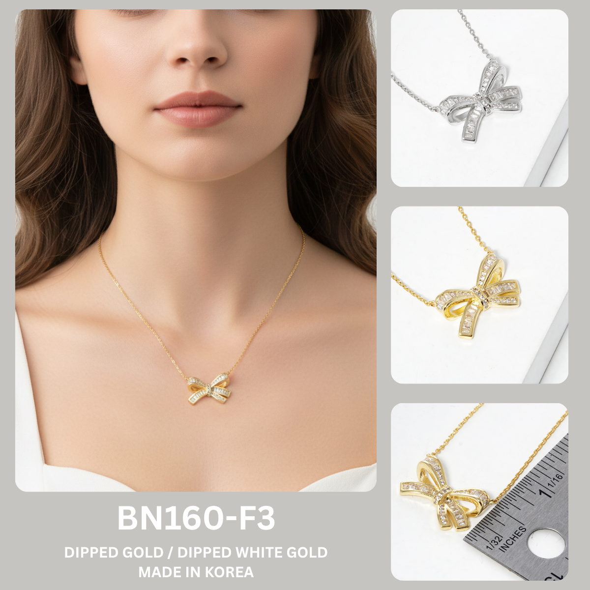 Elegant Pavé Crystal Bow Pendant Necklace