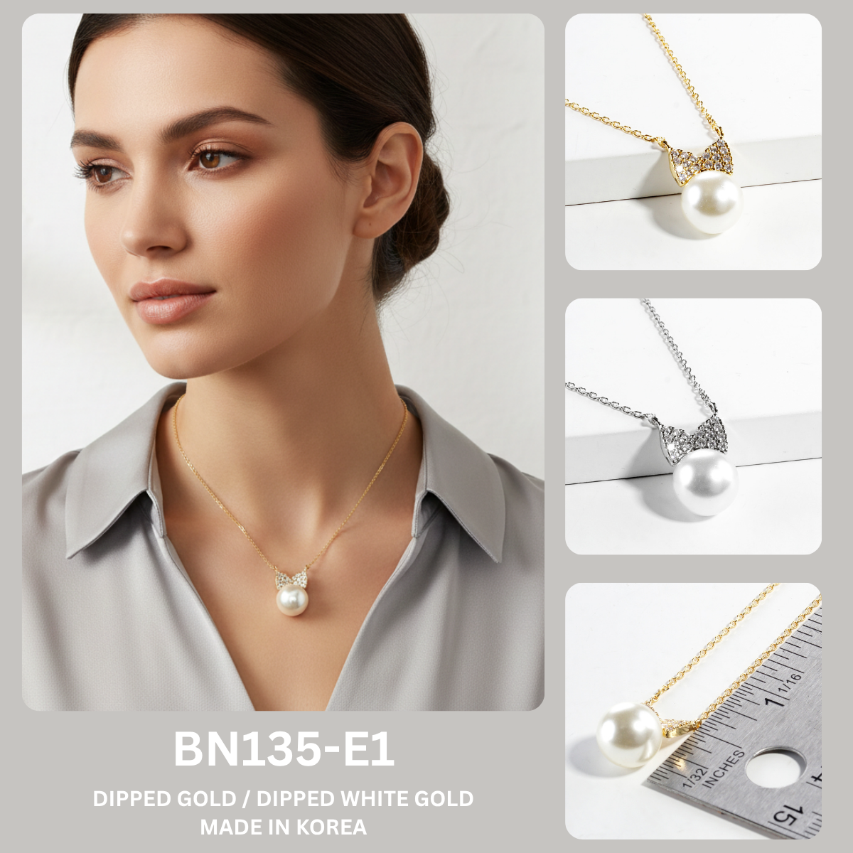 Elegant Bow & Pearl Pendant Necklace