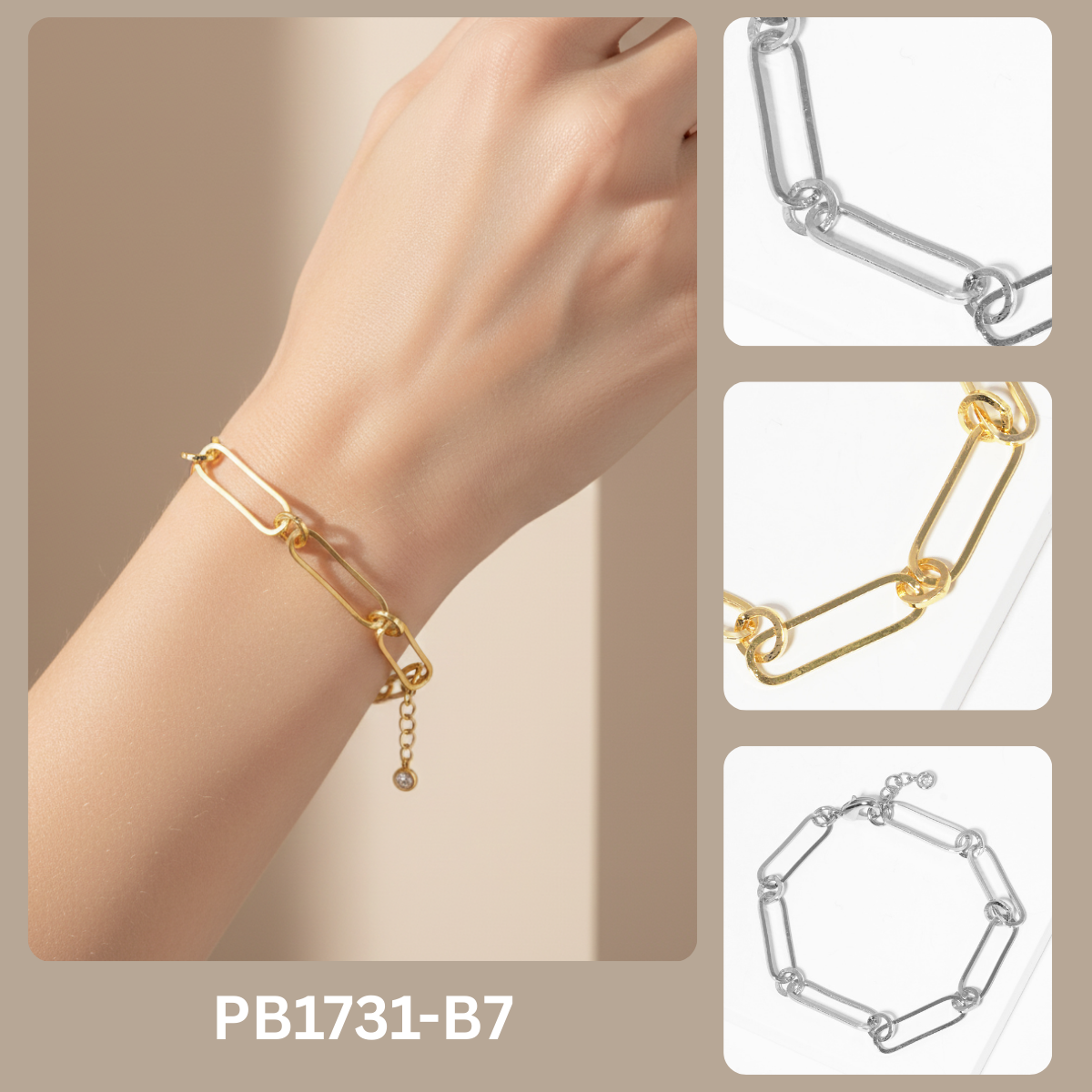Minimalist Paperclip Chain Bracelet with Dainty Charm