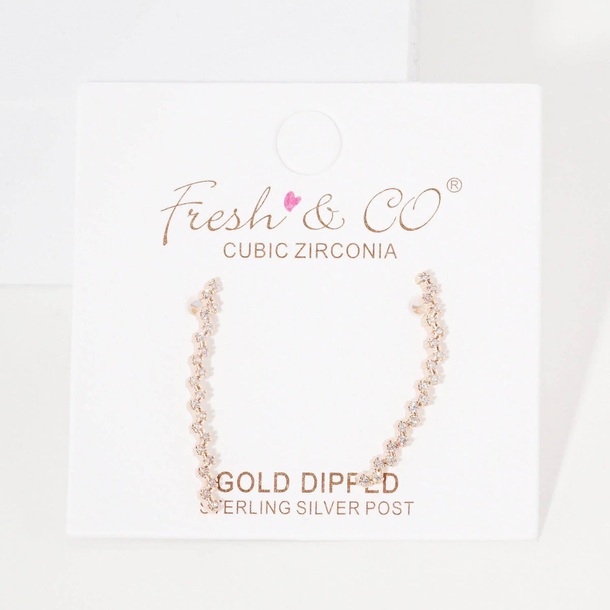Gold Plated Tiny Zig Zag Ear Climber Earrings