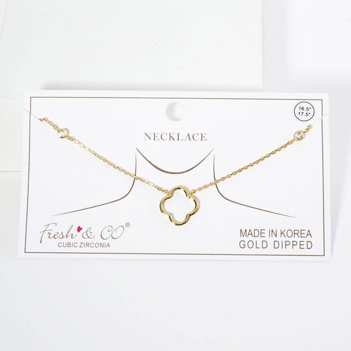 18K Gold Dipped Quatrefoil Cutout Pendant Necklace