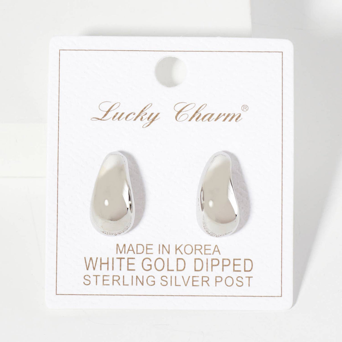 Polished Brass Teardrop-Shaped Stud Earrings