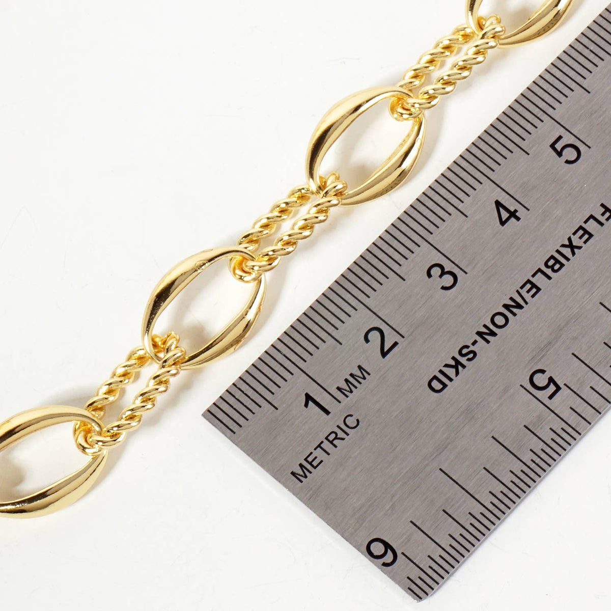 Rope-Texture Polished Brass Chain Necklace